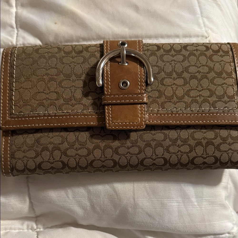 Coach Signature Brown Tan Wallet